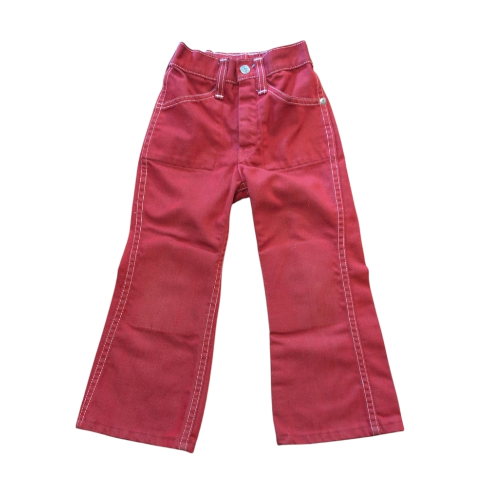 Vintage Toughskins Red Denim Bell Bottom Jeans